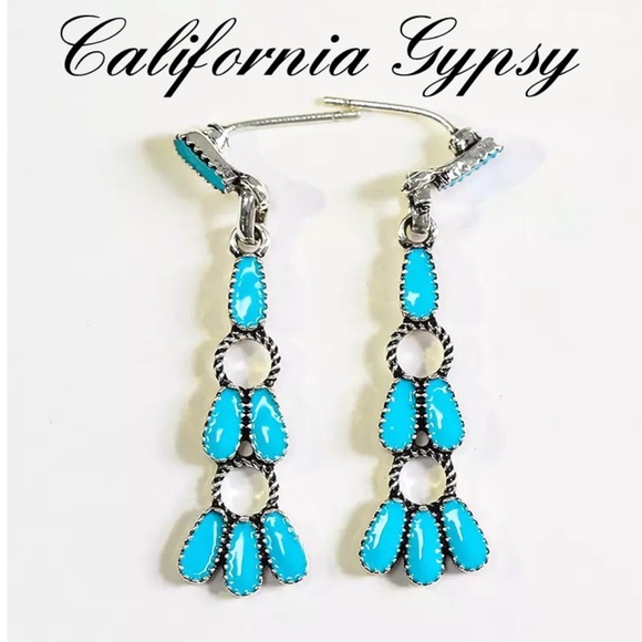 Southwestern turquoise dangle earrings RESTOCKED🎉 - Picture 3 of 5